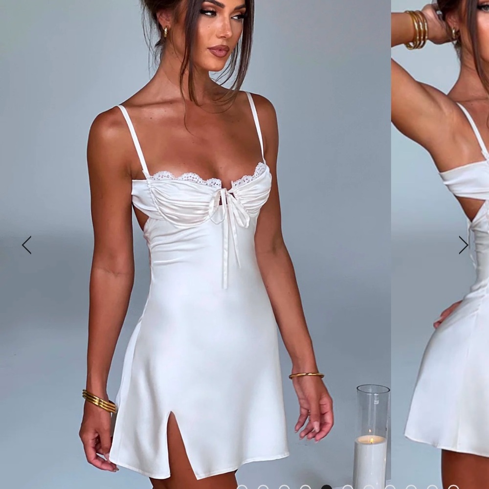 NWT Ivory Mini Corset Slip Dress
